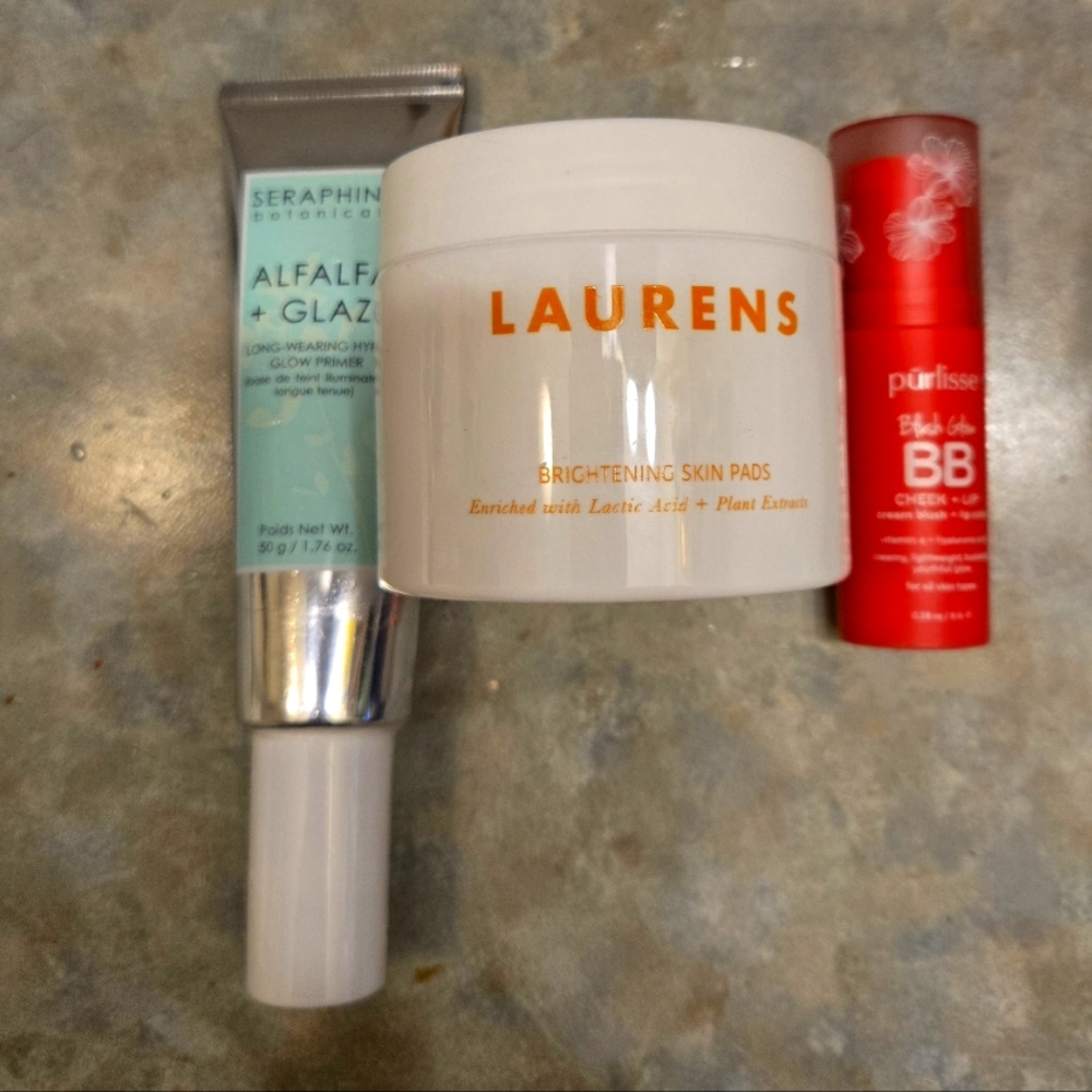 New Seraphine Botanicals Primer,Laurens Skin Pads,Purlisse BB Cheek and lip balm